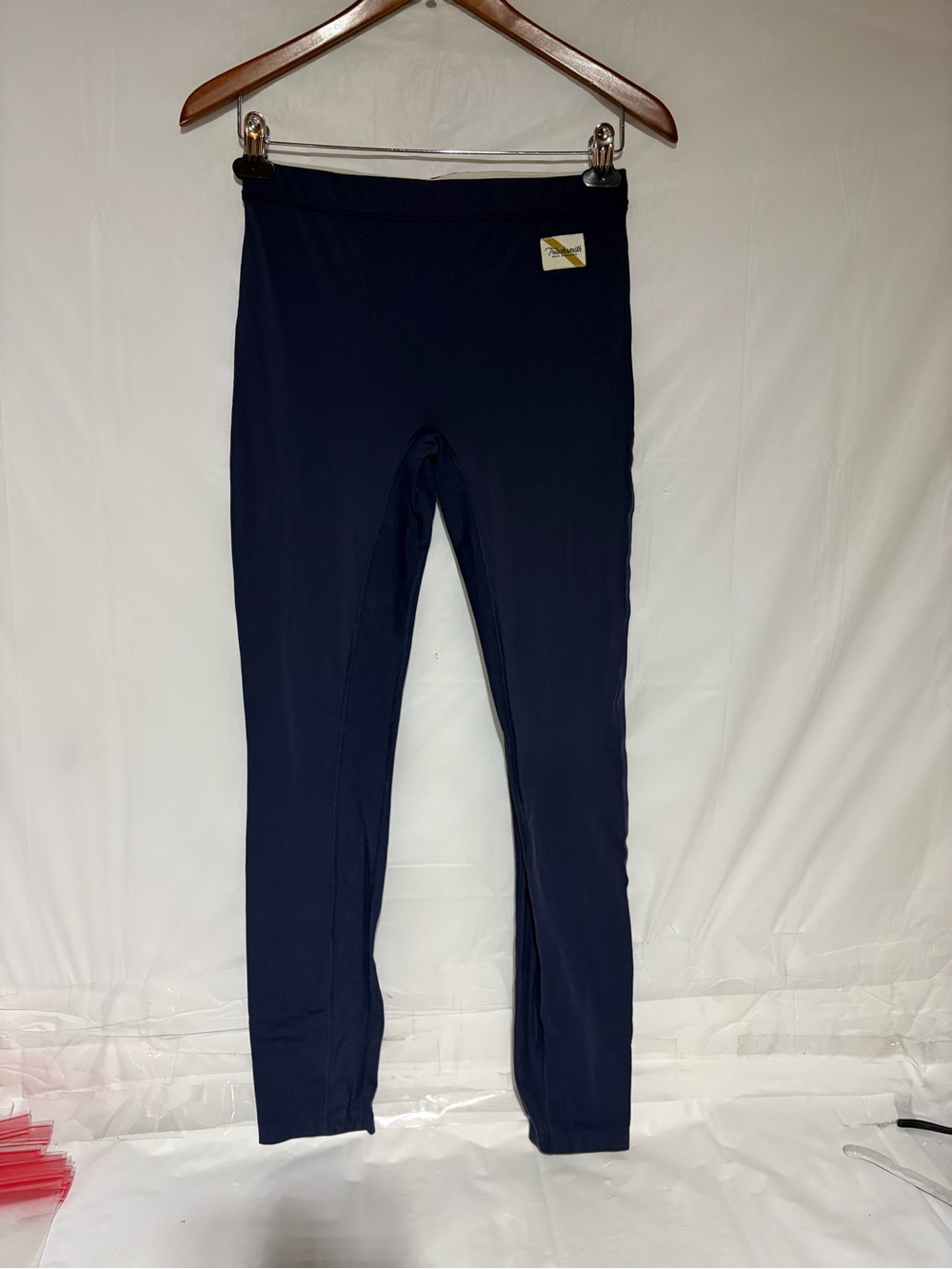 Tracksmith Navy Leggings with Small Logo Patch